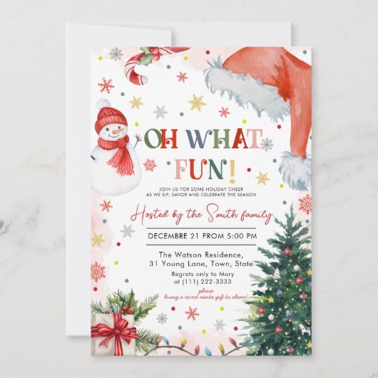 Invitation Oh What Fun Noël fête (Devant)
