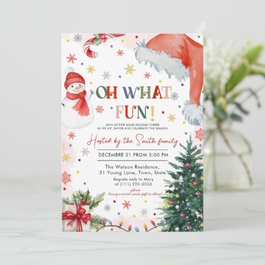 Invitation Oh What Fun Noël fête (Debout devant)