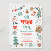 Invitation Oh What Fun Noël fête d'anniversaire (Devant)