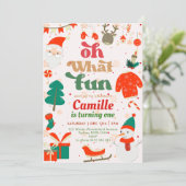 Invitation Oh What Fun Noël fête d'anniversaire (Debout devant)