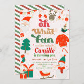 Invitation Oh What Fun Noël fête d'anniversaire (Devant / Derrière)