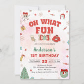 Invitation Oh What Fun Noël fête d'anniversaire (Devant)