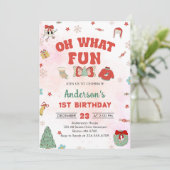 Invitation Oh What Fun Noël fête d'anniversaire (Debout devant)