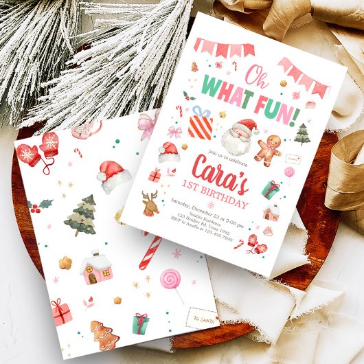 Invitation Oh What Fun Noël fête d'anniversaire