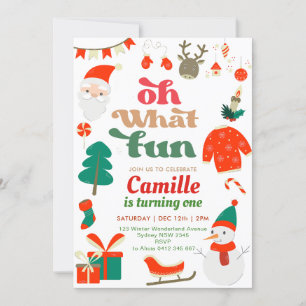 Invitation Oh What Fun Noël fête d'anniversaire
