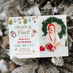 Invitation Oh What Fun Noël hiver 2e anniversaire Photo