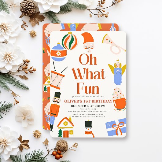 Invitation Oh What Fun Noël Holiday 1er Anniversaire