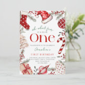 Invitation Oh What Fun Noël Premier anniversaire (Debout devant)