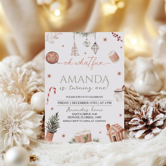 Invitation Oh What Fun Noël Premier anniversaire
