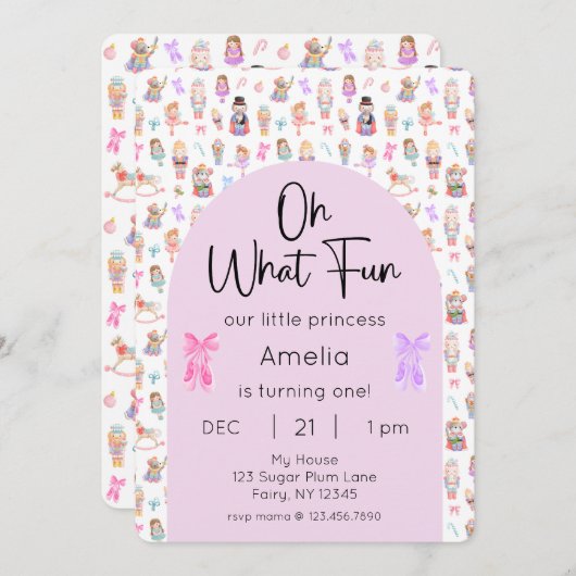 Invitation Oh What Fun Nutcracker 1er Anniversaire Photo (Devant / Derrière)