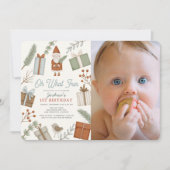Invitation Oh What Fun Père Noël Holiday Boy 1st Birthday Pho (Devant)