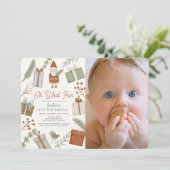 Invitation Oh What Fun Père Noël Holiday Girl 1st Birthday Ph (Debout devant)