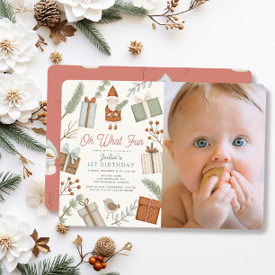 Invitation Oh What Fun Père Noël Holiday Girl 1st Birthday Ph