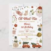 Invitation Oh What Fun Père Noël Noël fête d'anniversaire (Devant)