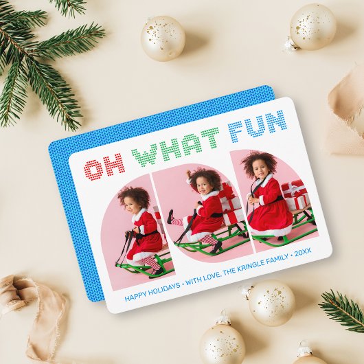 Invitation Oh What Fun Photo Christmas Grey Card