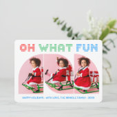 Invitation Oh What Fun Photo Christmas Grey Card (Debout devant)