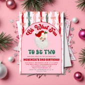 Invitation Oh What Fun Pink Santa Christmas 2nd Birthday