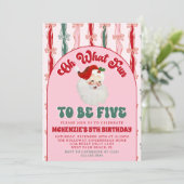 Invitation Oh What Fun Pink Santa Christmas 5th Birthday (Debout devant)
