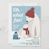 Invitation Oh What Fun Polar Bear Boy's 1st Birthday (Devant)