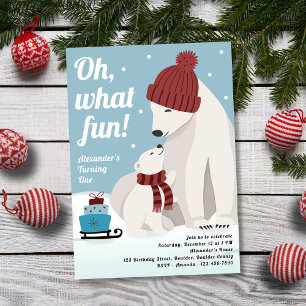 Invitation Oh What Fun Polar Bear Boy's 1st Birthday
