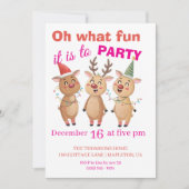Invitation Oh what fun reindeers holidays party  (Devant)
