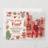 Invitation Oh What Fun Retro Noël 2e anniversaire Photo (Devant)