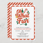 Invitation Oh What Fun Retro Noël Anniversaire (Devant / Derrière)