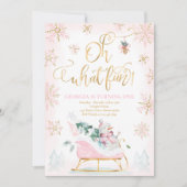 Invitation Oh What Fun Rose & Gold Winter Sleigh Anniversaire (Devant)