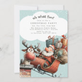 Invitation Oh What Fun Santa And Rudolph Christmas Party (Devant)