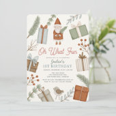 Invitation Oh What Fun Santa Claus Fête Fille 1er Anniversair (Debout devant)