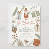 Invitation Oh What Fun Santa Claus Fête Fille 1er Anniversair (Devant)