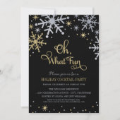 Invitation Oh What Fun Silver Gold Snowflakes (Devant)