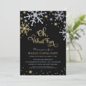 Invitation Oh What Fun Silver Gold Snowflakes (Debout devant)