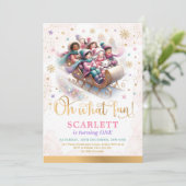 Invitation Oh What Fun Sleigh Ride Girl 1er anniversaire (Debout devant)