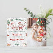 Invitation Oh What Fun Snow Christmas Party Photo Merci (Debout devant)