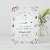 Invitation Oh What Fun Snowman Hiver 1er Anniversaire fête (Debout devant)