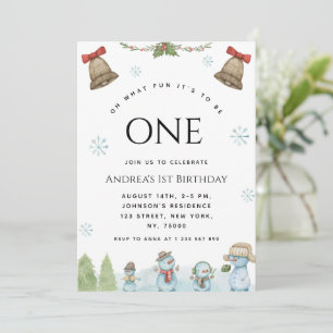 Invitation Oh What Fun Snowman Noël 1er anniversaire fête