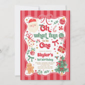 Invitation Oh What Fun To Be One Christmas Bow 1st Birthday (Devant)