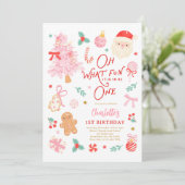 Invitation Oh What Fun To Be One Cute Christmas 1st Birthday (Debout devant)