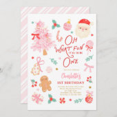 Invitation Oh What Fun To Be One Cute Christmas 1st Birthday (Devant / Derrière)