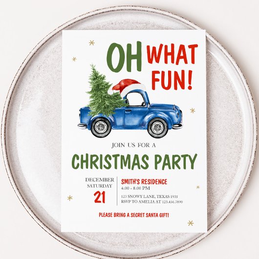 Invitation Oh What Fun Truck Fun Christmas Party