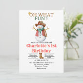 Invitation Oh What Fun Western Cowboy Noël 1er anniversaire (Debout devant)