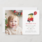 Invitation Oh What Fun Winter Car 1er Anniversaire Photo (Devant)