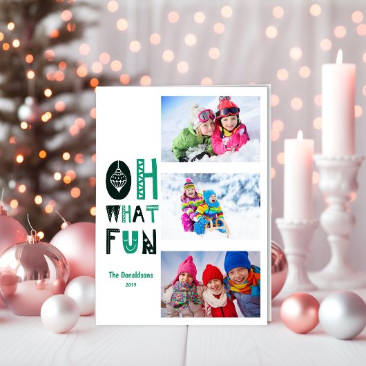 Invitation Oh What Fun Winter Kids Photo Holiday Card