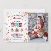 Invitation Oh What Fun Winter Noël 1er Anniversaire Photo (Devant)