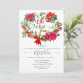 Invitation Oh What Fun Wreath Christmas Birthday Party Invit (Debout devant)