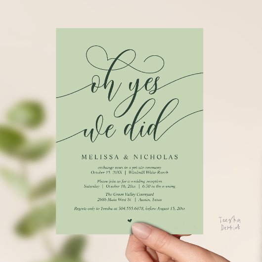 Invitation Oh Yes We Did Modern Script Elopement Announcement