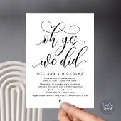Invitation Oh Yes, We Did, Romantic Wedding Elopement Party