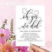 Invitation Oh Yes, We Did, Romantic Wedding Elopement Party
