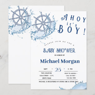 Invitation Ohé C'est un garçon, Baby Shower à la barre nautiq